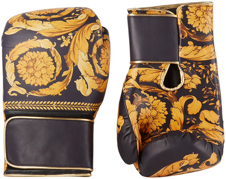 Gants de boxe noirs et dorés Versace