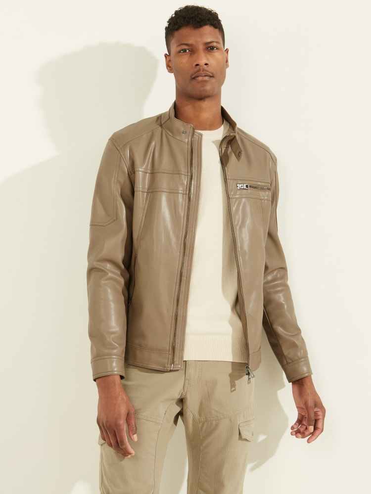 Veste moto en similicuir