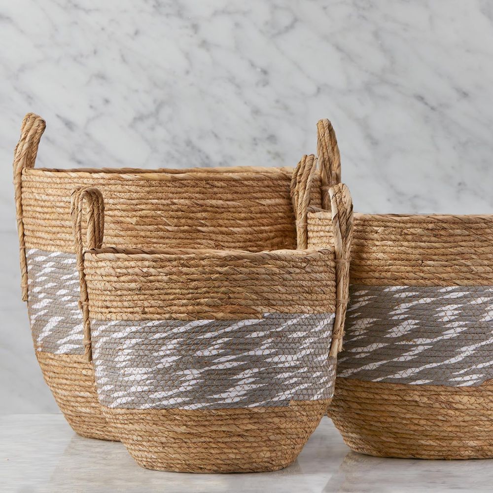 Ensemble de 3 paniers en fibre d'herbe et de papier